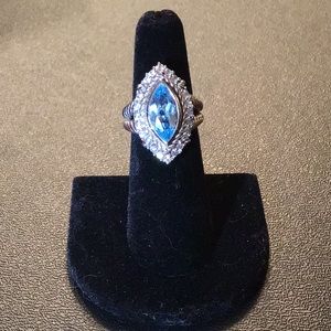 JUDITH RIPKA SKY BLUE TOPAZ AND DIAMONIQUE 925 STERLING SILVER RING